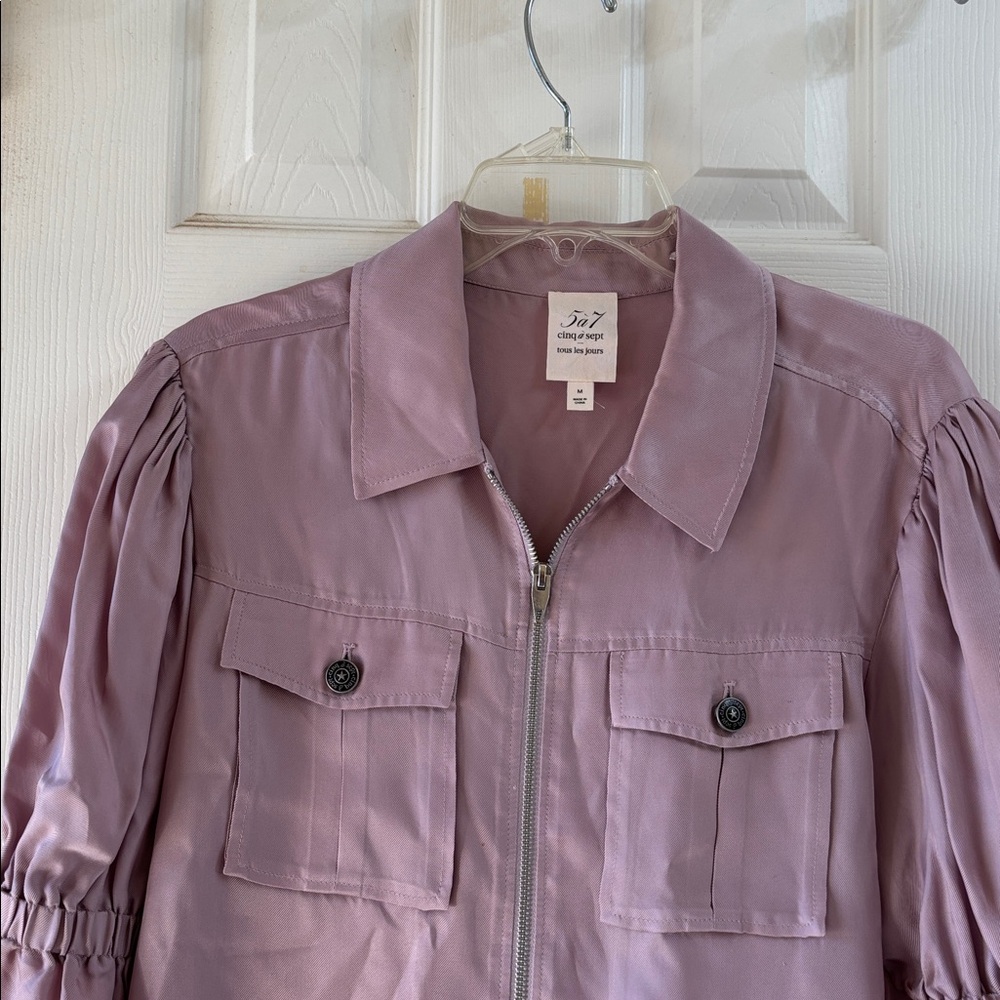 Cinq à Sept Pink Top Holly Satin shirt/jacket. NWOT - Picture 2 of 8